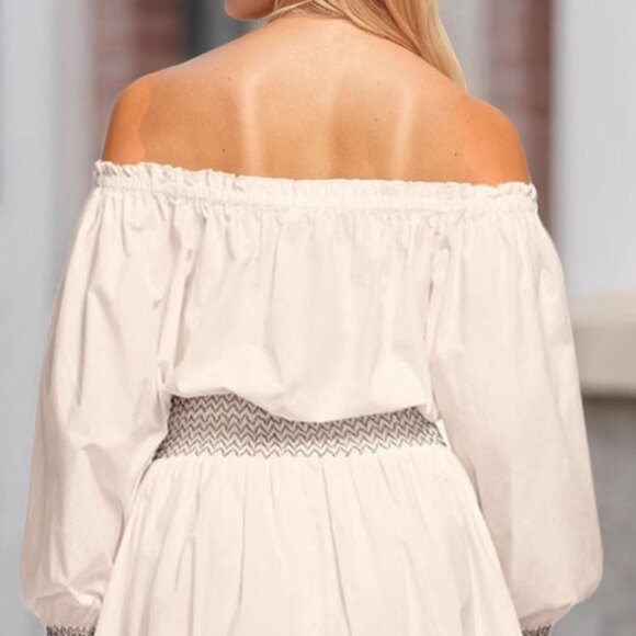 Off-Shoulder Bubble Hem Mini Dress | New Cocktail Dress w/ Long Sleeves - Picture 8 of 9